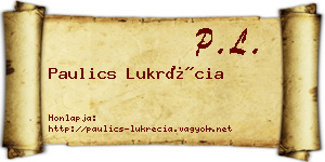 Paulics Lukrécia névjegykártya